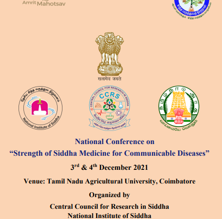 National Conference on “Strength of Siddha Medicine for Communicable Diseases”
