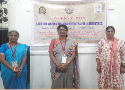NIS faculty members attended the PG Guides Workshop at JS Ayurveda Mahavidyalaya, Nadiad, Gujarat
