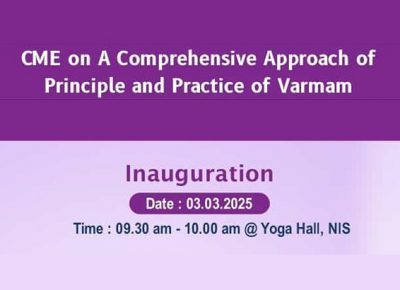 CME Program on “Comprehensive Approach of Principle and Practice of Varmam” for Doctors