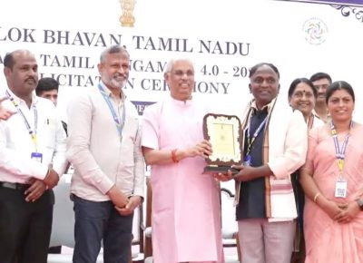 Prof. Dr. G. Senthilvel, Director, NIS was honoured by the Hon’ble Governor of Tamil Nadu, Thiru Rajendra Vishwanath Arlekar